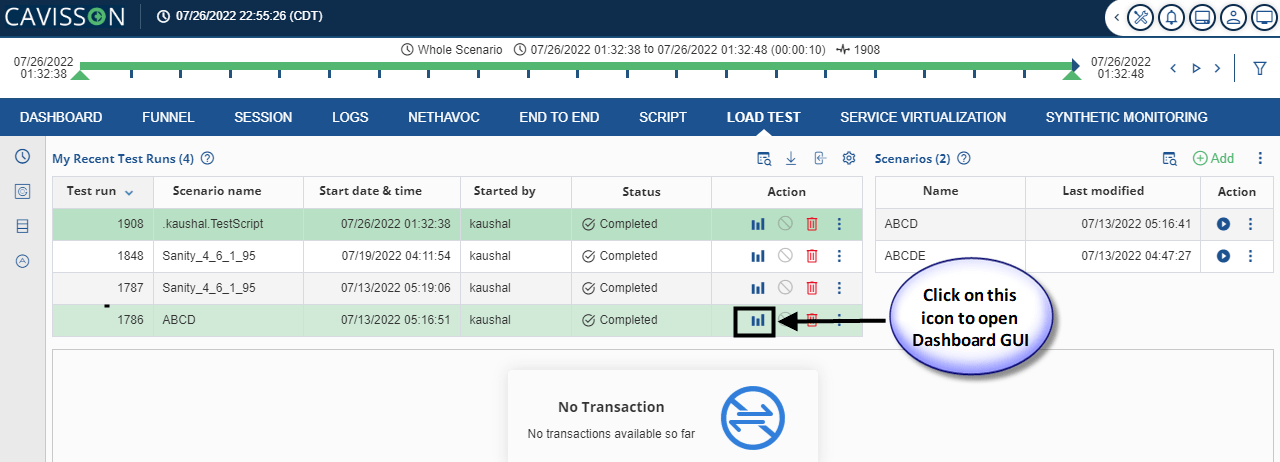 Test run GUI